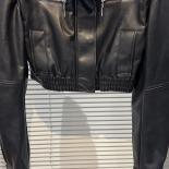 High Street Newest Fashion 2023 F/w Designer Jacket Women's Zipper High Neck Shoulder Pad Motorcycle Pu Leather Jacket