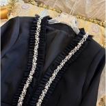 High Street 2023 Newest Designer Stylish Jacket Women's Fashion V Neck Long Sleeves Pearls Beaded Jacket