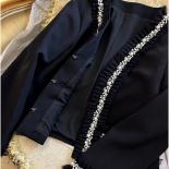 High street 2023 mais novo designer elegante jaqueta feminina moda com decote em v mangas compridas pérolas jaqueta frisada