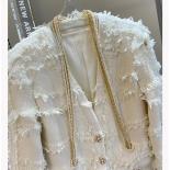 High Street Newest 2023 Fashion Designer Jacket Women's Pearl Chain Tassel Tweed Jacket