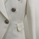 High Street 2022 Classic Designer Blazer Women's Double Breasted Metal Lion Silver Buttons Pique Blazer Jacket  Blazers