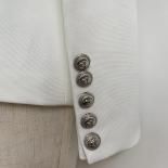 High Street 2022 Classic Designer Blazer Women's Double Breasted Metal Lion Silver Buttons Pique Blazer Jacket  Blazers