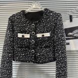 High Street Newest 2023 Fashion Designer Jacket Women's Sequin Studded Tweed Jacket