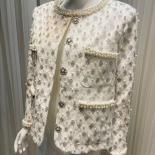 High Street Newest 2023 Fashion Designer Jacket Women's Round Neck Pearl Diamonds Beaded Jacket