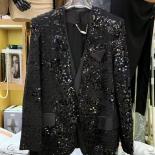High Street Newest 2023 Fashion Designer Jacket Women's V Neck Long Sleeved Sequined Blazer Jacket