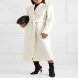 High Street 2022 Fall Winter Designer Coat Women's Shawl Collar Single Button Belted Wool Blends Long Overcoat  Wool & B