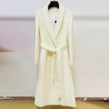 High Street 2022 Fall Winter Designer Coat Women's Shawl Collar Single Button Belted Wool Blends Long Overcoat  Wool & B