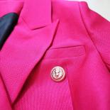 High Street Newest 2022 Designer Jacket Women's Slim Fitting Double Breasted Lion Buttons Pique Blazer  Blazers