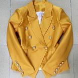 High Street Newest 2022 Designer Jacket Women's Slim Fitting Double Breasted Lion Buttons Pique Blazer  Blazers