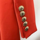 Top Quality 2022 Newest Designer Blazer Jacket Women's Lion Buttons Double Breasted Satin Shawl Collar Long Brazer  Blaz