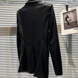 High Street Newest 2023 Stylish Designer Jacket Women's Faux Soft Leather Single Button Blazer Outer Wear