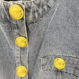 High Street New Fashion 2023 Designer Stylish Jacket Women's Gold Button Denim Short Jacket
