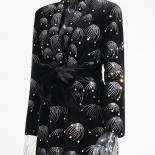 High Street Newest Fashion 2023 Designer Jacket Women's V Neck Velvet Long Sleeve Diamonds Beading Belted Blazer