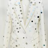 High Street Newest 2023 Designer Jacket Women's Slim Fitting Single Button Mirror Beaded Blazer