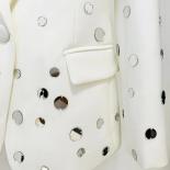 High Street Newest 2023 Designer Jacket Women's Slim Fitting Single Button Mirror Beaded Blazer