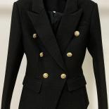 High Street Newest 2023 Baroque Designer Blazer Women's Classic Lion Buttons Double Breasted Slim Fitting Textured Blaze