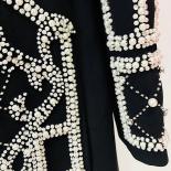 High Street Newest 2023 Fashion Designer Women's Shawl Collar Stunning Diamonds Pearls Beaded Blazer Dress  Blazers