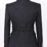 High Street Newest 2023 Designer Jacket Women's Bright Silk Tweed Belted Blazer