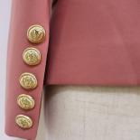 High Street Newest 2022 Runway Designer Blazer Women's Classic Lion Buttons Double Breasted Slim Fitting Blazer Jacket D