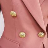 High Street Newest 2022 Runway Designer Blazer Women's Classic Lion Buttons Double Breasted Slim Fitting Blazer Jacket D