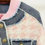 Newest 2022 Designer Suit Set Women's Lion Buttons Houndstooth Tweed Denim Patchwork Tassel Fringed Jacket Mini Skirt Se