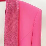 High Street 2023 Runway Fashion Designer Jacket Women's Stylish Backless Rhinestone Diamonds Beaded Shawl Collar Long Bl