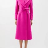 High Street Newest 2023 Fall Winter Fashion Designer Overcoat Women's Slim Fitting Bow Wool Blends Long Coat