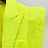 High Street Newest Fashion 2022 Designer Jacket Women Peak Strong Shoulder Double Breasted Blazer Fluorescein  Blazers