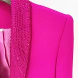 High Street Newest 2023 Designer Jacket Women's Natural Feathers Embellished Diamonds Single Button Beaded Blazer