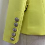 High Street New Fashion 2022 Classic Designer Blazer Jacket Women's Lion Metal Buttons Double Breasted Yellow Blazer Out