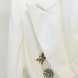 High Street Newest Fashion 2023 Designer Jacket Women's Slit Sleeve Rhinestone Diamonds Beading Belted Blazer