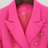 High Street 2022 Stylish Designer Blazer Women's Classic Double Breasted Metal Buttons Slim Fitting Blazer Jacket Hot Pi