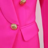 High Street 2022 Newest Designer Blazer Jacket Women's Slim Fitting Double Breasted Metal Lion Buttons Shawl Collar Blaz