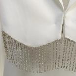 High Street Newest 2022 Fashion Designer Jacket Women's Diamonds Chain Beaded Crop Blazer  Blazers