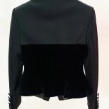 High Street Newest 2023 Designer Jacket Women's Slim Fitting Patchwork Velvet Blazer  Blazers