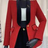 High street mais novo 2023 moda designer jaqueta feminina único botão cor bloco xale colar lã blazer