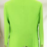High Street Newest 2022 Designer Jacket Women's Classic Lion Buttons Double Breasted Slim Fitting Blazer Neon Green  Bla