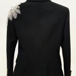 High Street 2022 Designer Jacket Women's Stunning Beaded Flowers Appliques Double Breasted Lion Buttons Blazer  Blazers