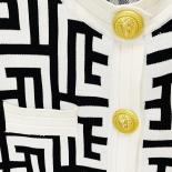 High Street Newest 2023 Fall Winter Fashion Designer Jacket Women's Lion Buttons Monogram Jacquard Knit Cardigan