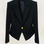 High Street Newest 2023 Designer Jacket Women's Slim Fitting Single Button Lapel Blazer 3 Colors