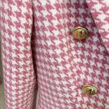 High Street Newest Fashion 2022 Designer Jacket Women's Double Breasted Lion Buttons Wool Tweed Houndstooth Blazer  Blaz