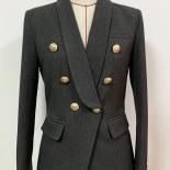 High street 2023 mais novo designer blazer jaqueta feminina ajuste fino duplo breasted metal leão botões xale colarinho blaz