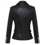 High Street Newest Baroque Fashion 2022 Designer Blazer Jacket Women's Lion Metal Buttons Faux Leather Blazer Outer Coat