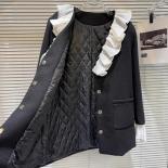 High Street Newest 2023 Fashion Designer Jacket Women's Chiffon Pleated Collar Rhinestone Button Up Jacket