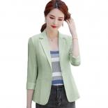 Single Button Office Lady Blazer New Summer Threequarter Sleeve Suit Women Blazer Autunm Jacket Basic Female Tops  Blaze