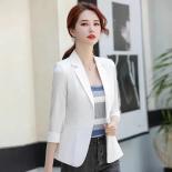 Single Button Office Lady Blazer New Summer Threequarter Sleeve Suit Women Blazer Autunm Jacket Basic Female Tops  Blaze