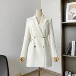 White Women‘s Blazers New Spring Autumn Suit Jacket Double Breasted Slim Suits With Belt Elegant Lady Office Blazer Fe