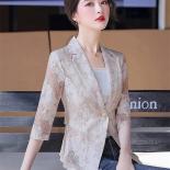 Spring Summer Women's Blazer New Fashion Lace Cutout Short Suit Coat Lady Jacket  Female Outerwear Tops Clothing M4xl  B