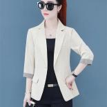 Spring Summer Women Blazers Jackets Casual Business Office Lady Blazer Suit Thin 3/4 Sleeve Coat Outwear Clothes Female 