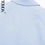 Kpytomoa Women Fashion Cropped Linen Blazer Coat Vintage Long Sleeve Front Button Female Outerwear Chic Tops